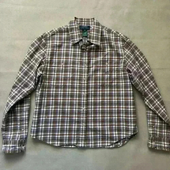 Lauren By Ralph Lauren  Plaid Spring Buttondown Women’s Large - Picture 1 of 7